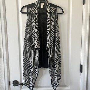 Chico's Shanaya Zebra Print Shawl Vest Size 0 US Small Open Front